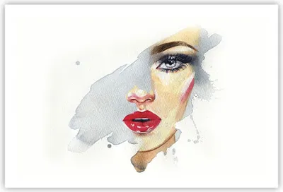 Produktbild von Poster - Poster ohne Rahmen - Aquarell Frau Mund - 91,5x61 cm - Wand Bild - Wanddeko - Wandbilder - Kunstposter - Wandposter - Bilder - Kunstdruck - Wanddekoration - Wandbild - P2XAA91x61-4891