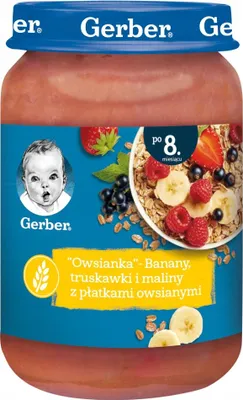 Obrázek produktu pro Owsianka Gerber z bananami, truskawkami i malinami po 8 miesiącu życia 190 g