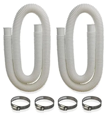 Productafbeelding van Vervangingsslang voor zwembad, 150 cm, 32 mm, wit, 2 stuks, met 4 klemmen