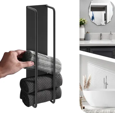 Obrázek produktu pro 40cm nástěnný věšák na ručníky bez vrtání Koupelnový věšák na ručníky černý