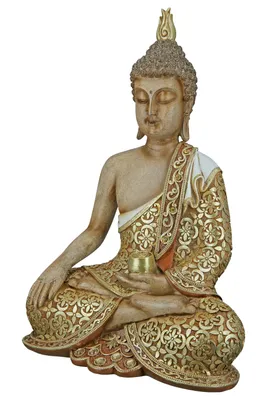 Zdjęcie produktu dla GILDE Figur, Buddha, "Mangala", orientalisch, Kunstharz, braun, goldfarben, , L. 12 cm, B. 24 cm, H. 35 cm 37365