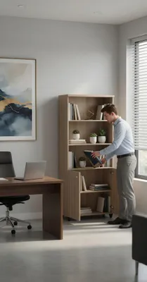 Image de Armoire moderne avec 5 étagères et 2 portes