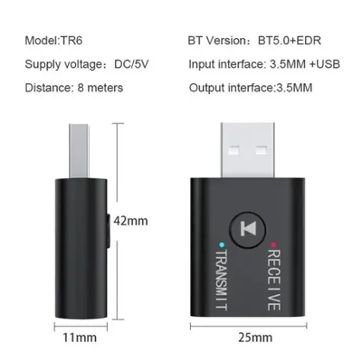 Produktbild von Bluetooth 5.0 Sender & Empfänger, AUX/RCA/USB, für TV, Auto, Lautsprecher, Kopfhörer, mit RCA-Kabel