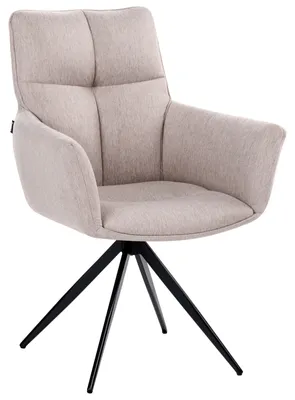 Produktbild von BELIANI Esszimmerstuhl Beige Stoff Gepolstert Gesteppt Schwarze Metallbeine Drehbar Gepolstert Moderner Stil Drehstühle Polsterstühle Esszimmer