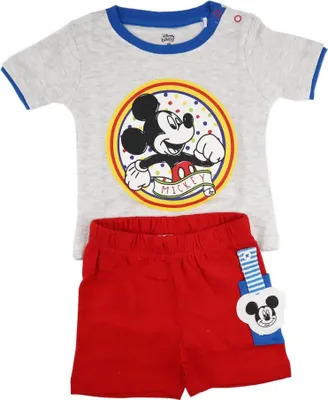 Produktbild von Disney Mickey Maus Baby Kurzarm Shirt und Shorts – Grau / 86