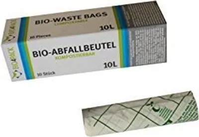 Produktbild von -Abfallbeutel, 100% kompostierbar, 10 Liter, 430 x 440 mm, 15 µm, 50 Beutel / 5 Faltschachteln