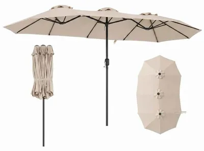 Obrázek produktu pro Dvojitý slunečník s ruční klikou NP13303BE, 400 x 215 cm, béžový