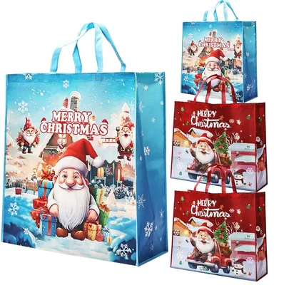 Productafbeelding van Set van 4 grote kerstzakken met handgrepen