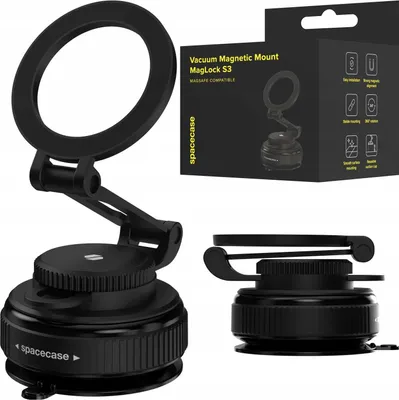 Zdjęcie produktu dla Uchwyt samochodowy na telefon SPACECASE Z przyssawką Magnetic Mount MagLock S3 Czarny