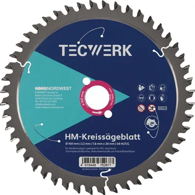 Obrázok produktu pre Ručná okružná píla Auen – 160 mm, počet zubov 48, HLTCG, otvor 20 mm, šírka rezu 2,2 mm
