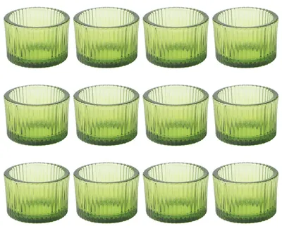 12 grüne Glas-Teelichthalter, Retro-Stil, 3,5 cm