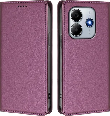 Image de Etui en cuir pour Xiaomi Redmi Note 14 4G, étui magnétique en cuirPolyuréthaneavec support Violet
