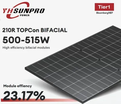 Produktbild von SUNPRO 500W Glas-Glas Solarmodul bifazial transparent mit schwarz N-Type TOPCon