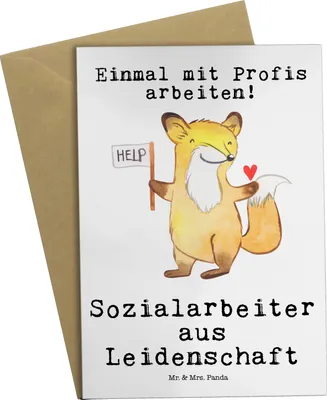 Produktbild von Mr. & Mrs. Panda valentinstagskarte Sozialarbeiter Leidenschaft - Weiß - Geschenk, weihnachtskarten, osterkarte, Grußkarte, einladungskarten, Grußkarten, hochzeitskarten