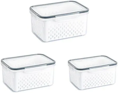 Image de Lot de 3 bacs de rangement pour réfrigérateur, 850 ml à 3 300 ml, pour fruits et légumes