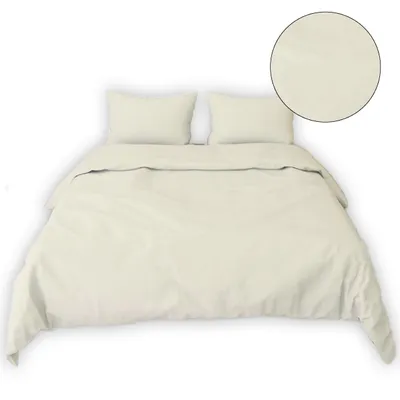 Zdjęcie produktu dla Pościel 160x200 cm 2x 70x80 cm Gładka Jednokolorowa Comfort Ecru 3 części