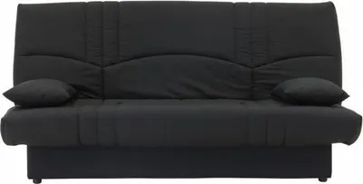Image de Canapé Convertible Clic Clac 3 Places, Tissu Noir, L 190 x P 92 cm, Style Contemporain, Avec 2 Coussins