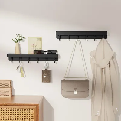 Produktbild von Famanu Schlüsselhalter mit 6 Haken und Ablage - Schwarz