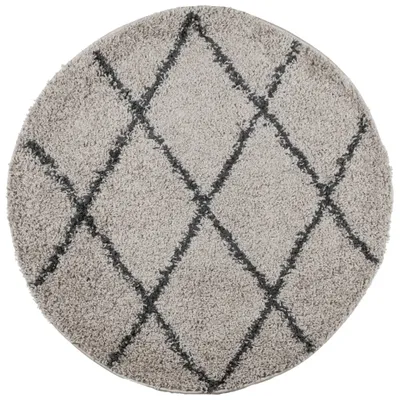 Produktbild von vidaXL Shaggy-Teppich PAMPLONA Hochflor Modern Beige Anthrazit Ø 80 cm