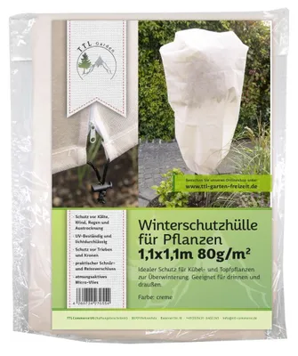 Produktbild von TTL GARDEN Winterschutz Haube 110x110cm 80g/m² beige Frostschutz Pflanzen