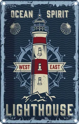 Produktbild von vianmo Blechschild 30x20 cm Seefahrt Ocean spirit lighthouse Abenteuer Reisen