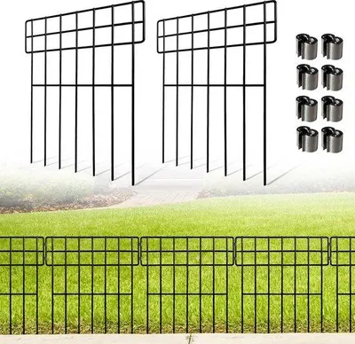 Produktbild von Famanu Gartenzaun 10er Set Dekoratives Metall 43 cm (H) x 33 cm (B) - Schwarz
