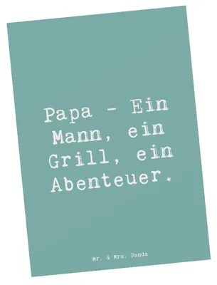 Produktbild von Mr. & Mrs. Panda Postkarte Spruch Papa Abenteuer - Meeresbrise - Geschenk, Ansichtskarte, Freude, Grillmeister, Postkarten, Fotokarte, Geburtstage, Grußkarte, Grill, Dad