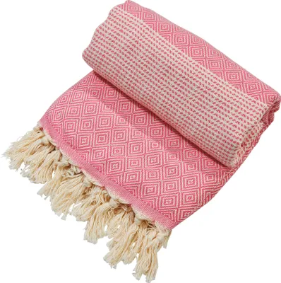 Produktbild von done.® Leichtes Plaid mit geknoteten Fransen, 100x180cm, 100% Baumwolle, Farbauswahl: Pink