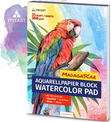 Produktbild von Aquarellpapier A3 | 300g | Weiß | 35 Blatt | A3 Aquarellblock von Tritart