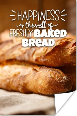 Produktbild von MuchoWow® Poster Zitate - 'Glück ist der Duft von frisch gebackenem Brot' - Sprichwörter 80x120 cm - Papierdruck