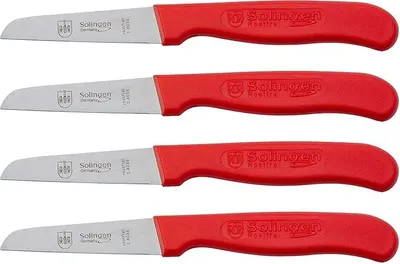 Produktbild von RÖR Küchenmesser gerade rot 4-teilig scharf hochwertiger Stahl  Solingen
