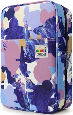 Obrázek produktu pro Pouzdro na pera velká kapacita – geometrický modrý design