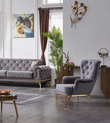 Produktbild von Sessel Grau Polstermöbel Modern Wohnzimmer Luxus Polstersessel