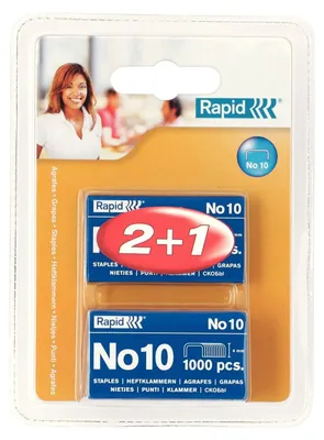 Obrázek produktu pro Rapid č. 10 sponky, až na 10 listů, 3000 kusů