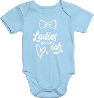 Produktbild von Baby Body Ladies da bin ich Baumwolle kurzarm Babybody für Jungen Aufdruck Moonworks®  3-6 Monate