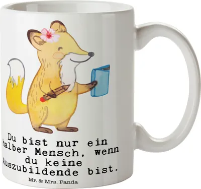 Produktbild von Mr. & Mrs. Panda Teetasse Auszubildende Herz - Weiß - Geschenk, Kaffeebecher, Azubine, Spruch, schöne tasse, Trinkbecher, Lustig, bedruckt, Abschlussprüfung, Kaffeepott