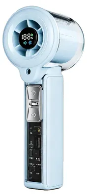 Produktbild von Tragbarer Ventilator, LED-Display, Wiederaufladbarer Akku, Blau