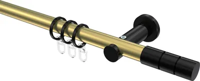 Produktbild von Interdeco Gardinenstange / Vorhangstange Messing-Optik / Schwarz, Typ Platon Elanto (Rillenzylinder), 20 mm Ø 1-läufig, 420 cm