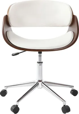 Produktbild von Miliboo - Design-Stuhl auf Rollen Weiß und Nussbaum BENT