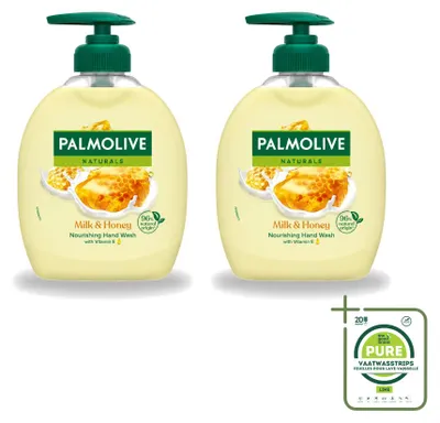 Obrázek produktu pro 2 kusy tekutého mýdla Palmolive Naturals, vůně mléko a med, objem 300 ml, balení