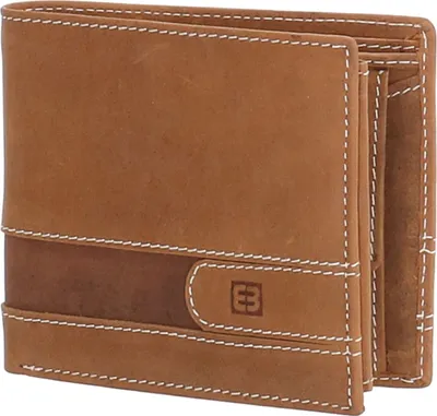 Produktbild von Geldbörse-Portmonee-Geldbeutel-Leder-Braun Hell Querformat-9x11x2,5cm-Bowatex