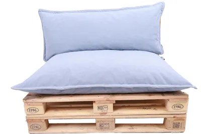 Produktbild von TexDeko Cord Palettenkissen 120x80x18 cm –Palettenpolster aus weichem Cordstoff, wasserabweisend UV-beständig, waschbarer Bezug (2-TLG Set Baby-Blau)