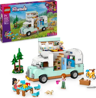 Produktbild von LEGO Friends Wohnmobil, Bauset für Rollenspiele mit einem Spielzeug Wohnwagen, Geschenk für Mädchen ab 7 Jahren, kreatives Spielset mit 3 Minifiguren und Frettchen Tierfigur 42663