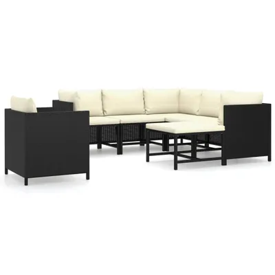 Immagine prodotto di vidaXL Set da giardino 7 pezzi con cuscini in polyrattan nero