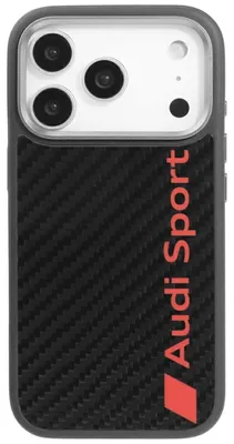 Image de Coque iPhone 17 Pro fibre de carbone Audi R8 MagSafe noir rouge Logo