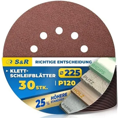 Zdjęcie produktu dla Tarcze szlifierskie 225 mm rzep P120 10 otworowe do żyrafy 30 szt.