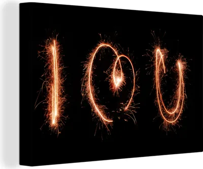 Obrázok produktu pre OneMillionCanvasses® - Maľba na plátne - Obraz na plátne Nástenná maľba na plátne - Text I love you na čiernom pozadí - 150x100cm - Fotografia na