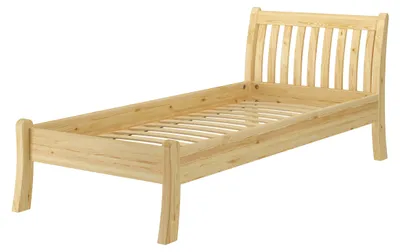 Produktbild von Gästebett Einzelbett Echtholzbett 90x200 hohe Sitzkante Kiefer massiv wählbares Zubehör V-60.61-09Federleisten