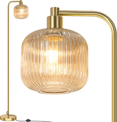 Obrázok produktu pre Severská retro stojacia lampa zo skla, stojaca lampa v štýle vidieckeho domu, dekoratívne stojace vysoké lampy do obývačky, spálne, kancelárie, jedálne, béžová farba