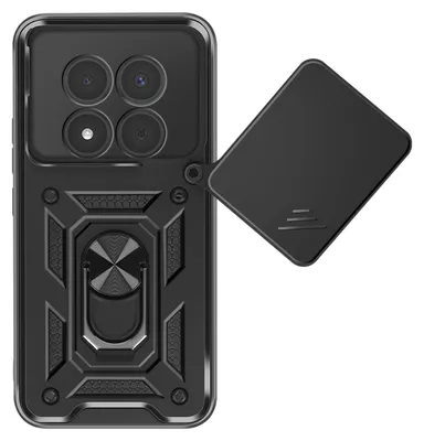 Obrázok produktu pre Avizar, Redmi Note 15 Pro 5G puzdro Ochrana fotoaparátu Otočné a prstencové držiaky, čierne